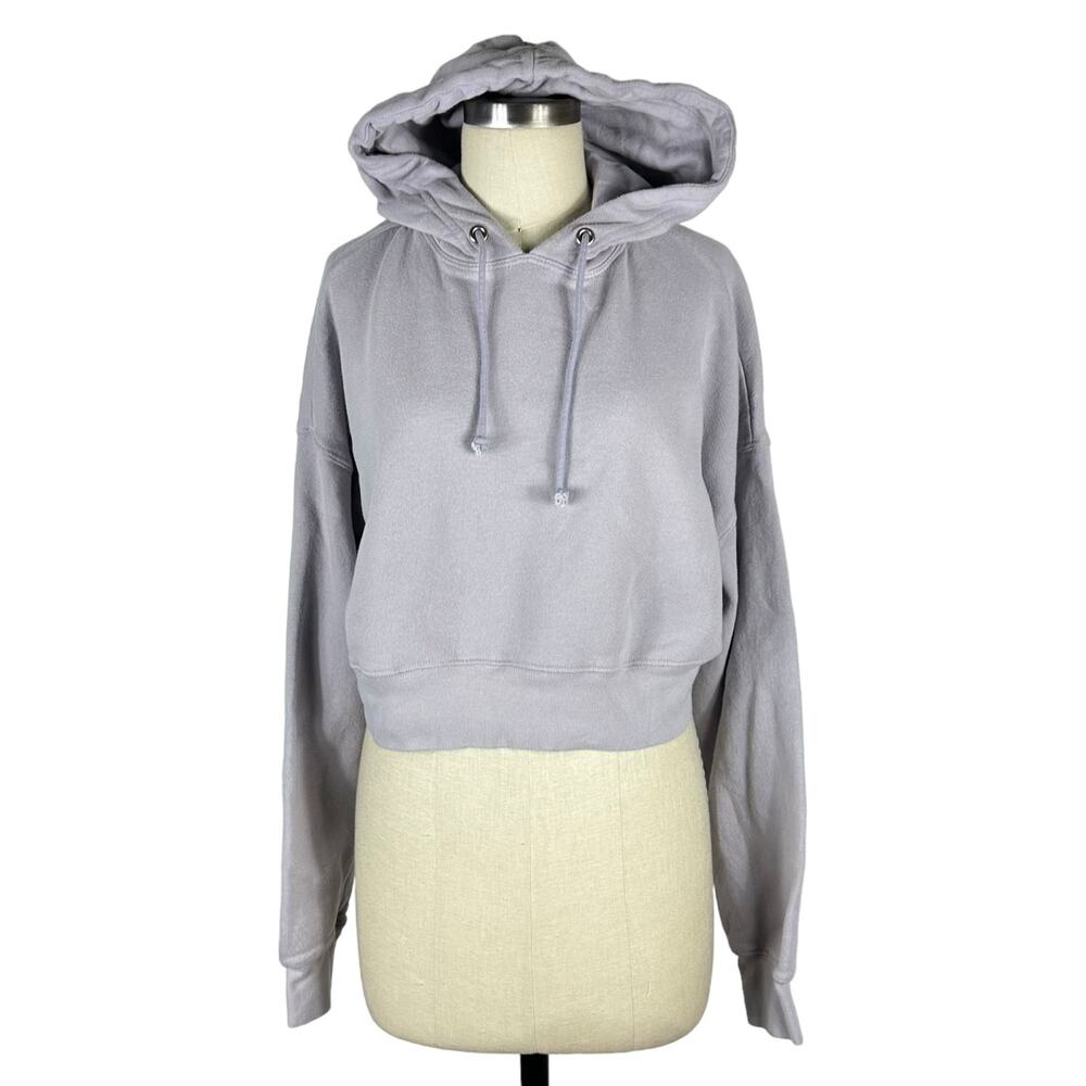 GOOD AMERICAN Lavender Purple Cropped Pullover‎ Hooded Sweatshirt Size 2 Medium